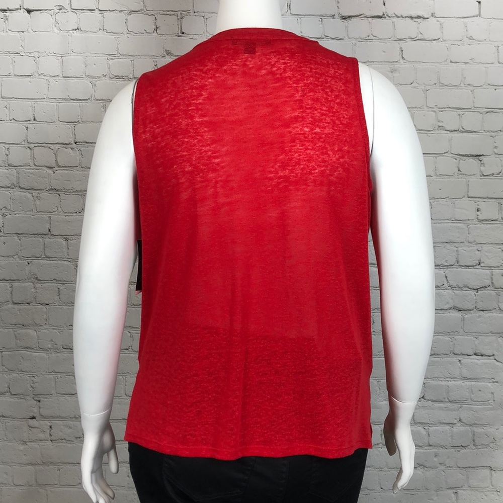 INC Red Burnout Tie Front Tank Top Plus Size - Picture 3 of 5